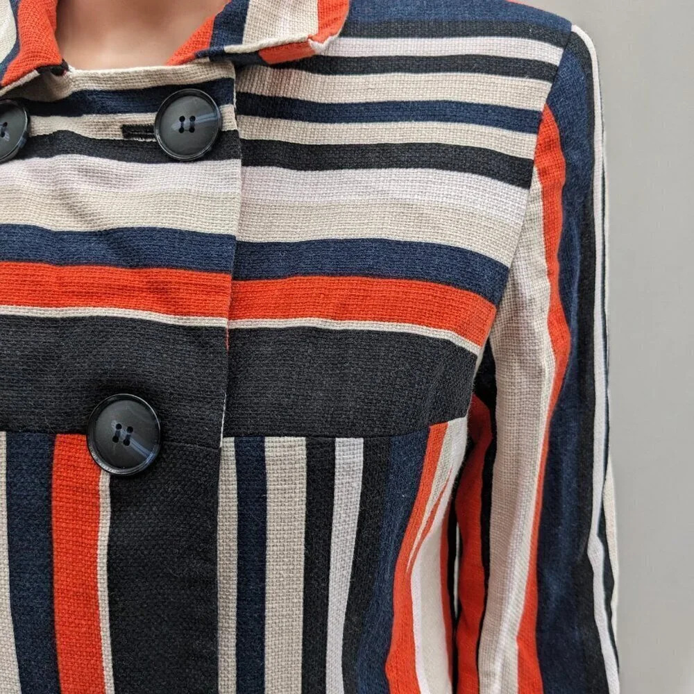 Jones New York Double Breasted Striped Blazer Jacket 8 Career Nautical Tailored - Picture 6 of 14